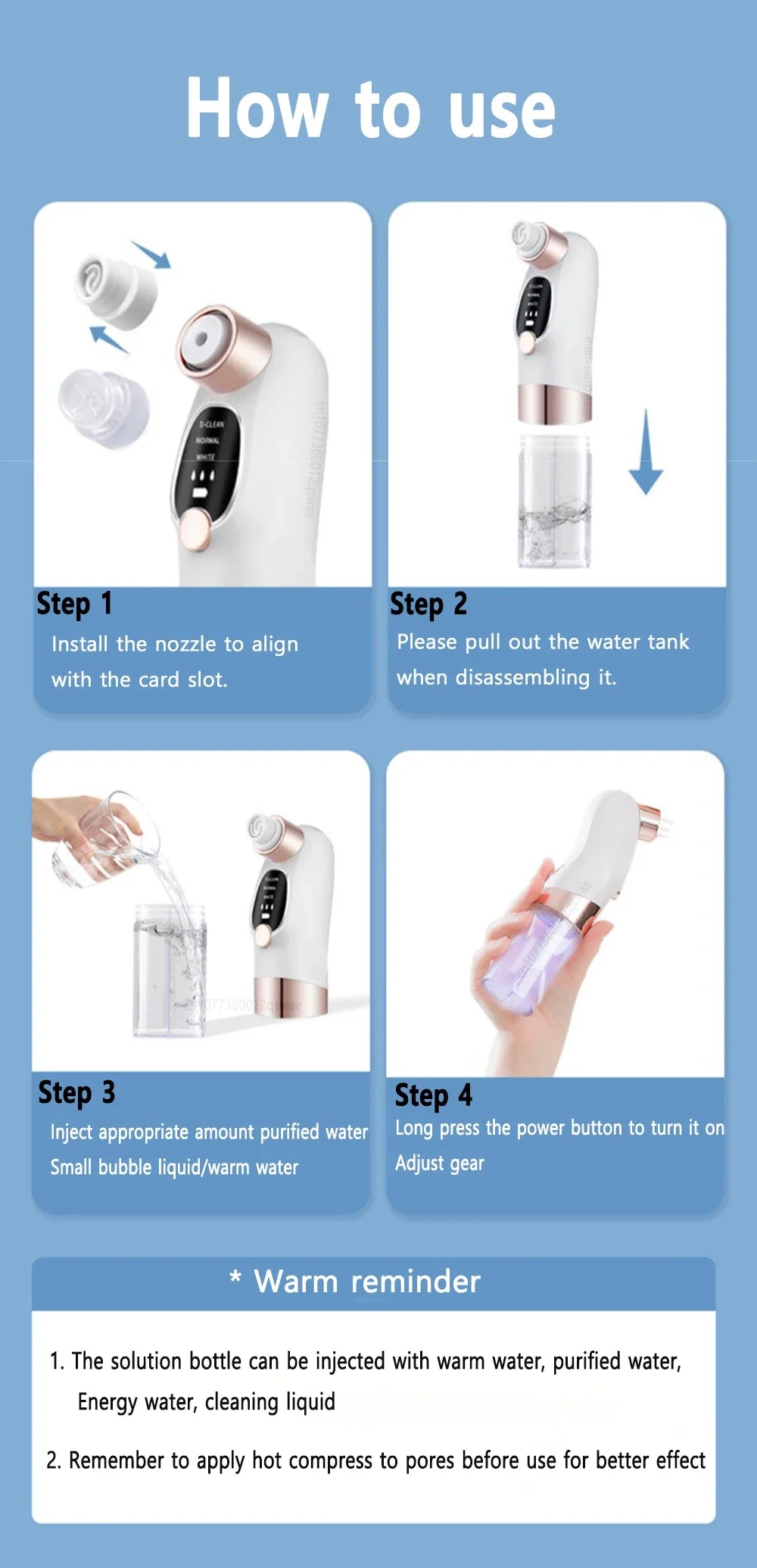 Electric Pore Vacuum Blackhead Remover with Microbubble Technology